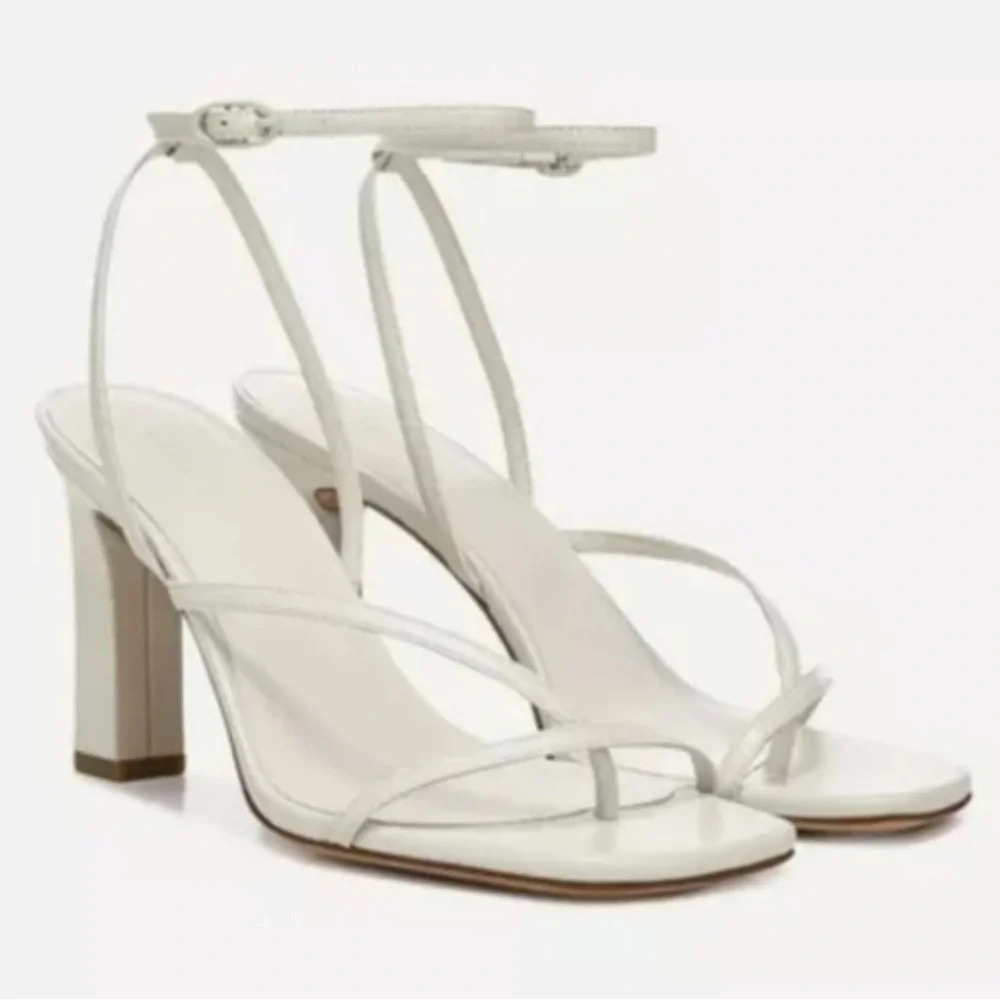 Vince White Strappy Block Heel Sandals